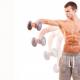 Fullbody training program with dumbbells at home or in the gym for men